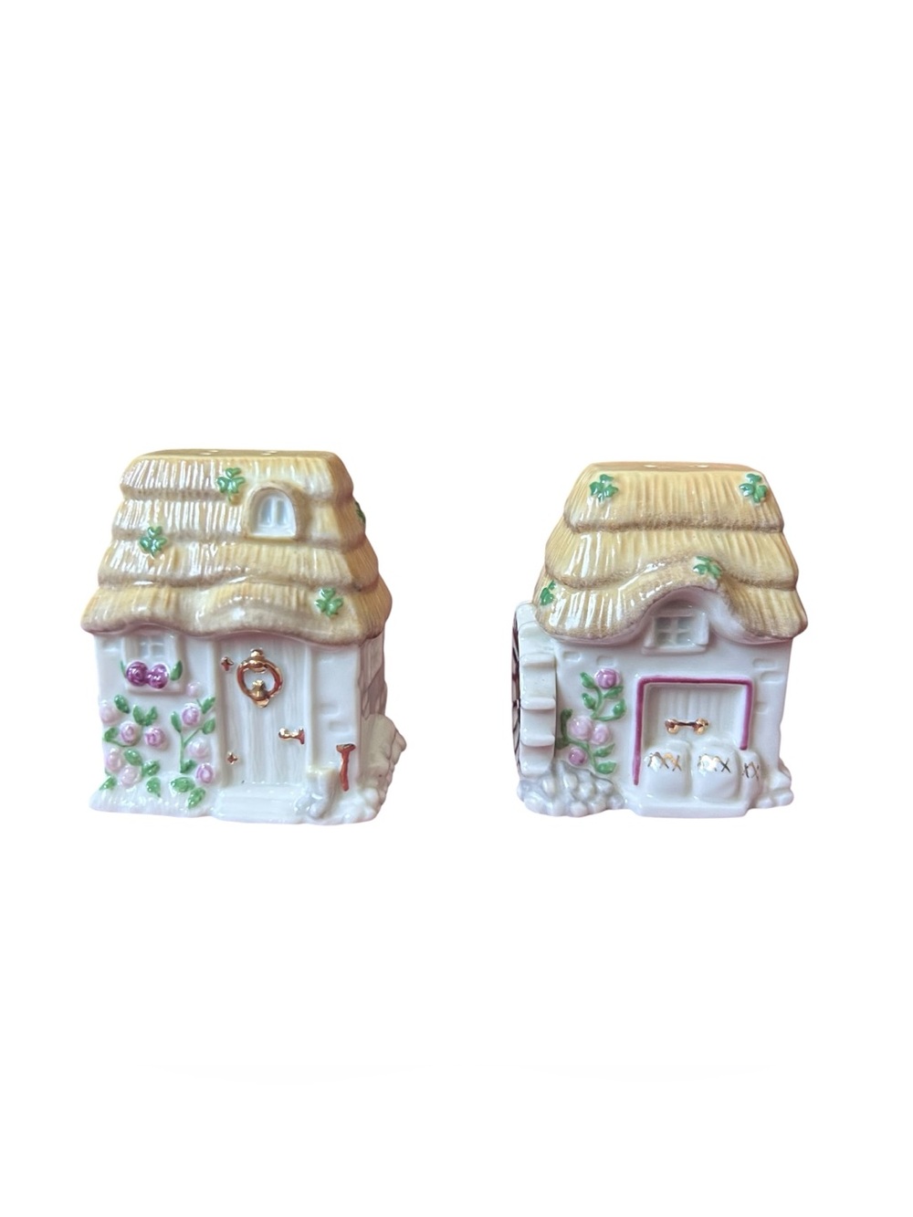 LENOX IRISH BLESSING SALT and PEPPER Shakers 2003 Cottage Home FLAW